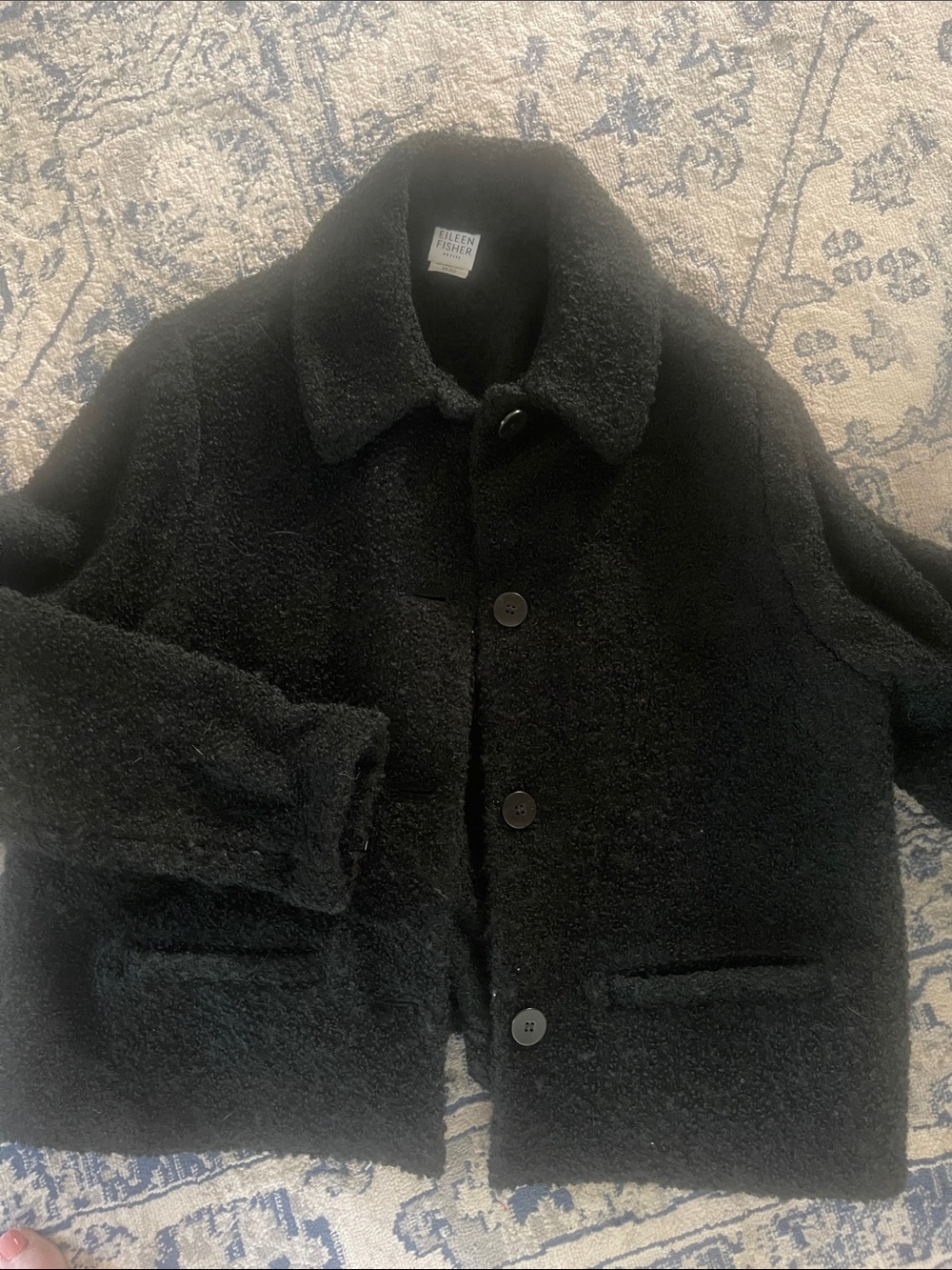 Eileen Fisher Vintage Wool blend Boucle button front jacket. Size Petite Small